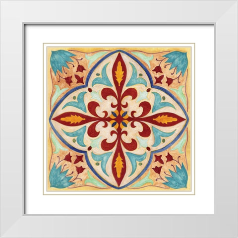 Jeweled Mosaic I White Modern Wood Framed Art Print with Double Matting by Tava Studios