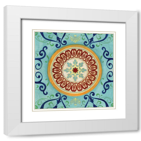 Jeweled Mosaic White Modern Wood Framed Art Print with Double Matting by Tava Studios