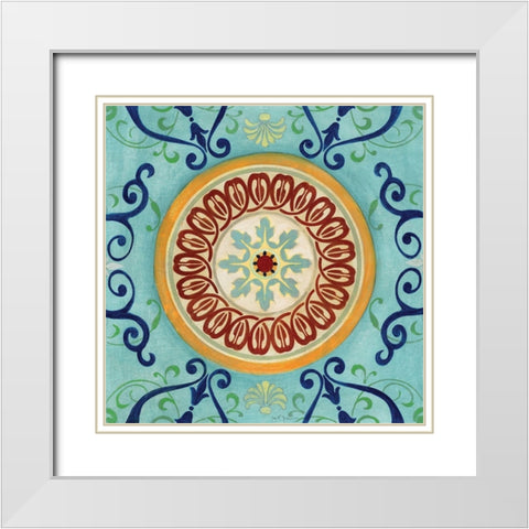 Jeweled Mosaic White Modern Wood Framed Art Print with Double Matting by Tava Studios