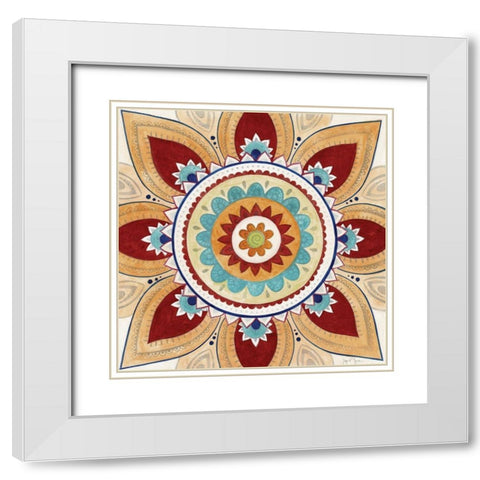 Jeweled Mosaic White Modern Wood Framed Art Print with Double Matting by Tava Studios