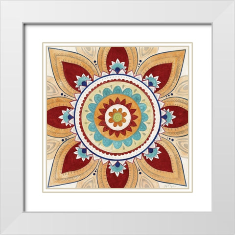 Jeweled Mosaic White Modern Wood Framed Art Print with Double Matting by Tava Studios
