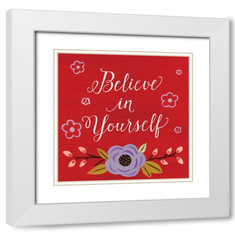 Believe in White Modern Wood Framed Art Print with Double Matting by Tava Studios