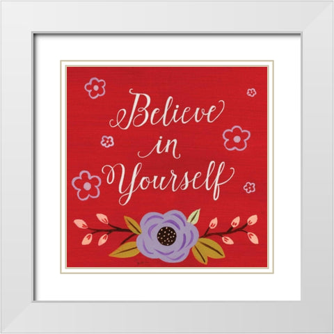 Believe in White Modern Wood Framed Art Print with Double Matting by Tava Studios
