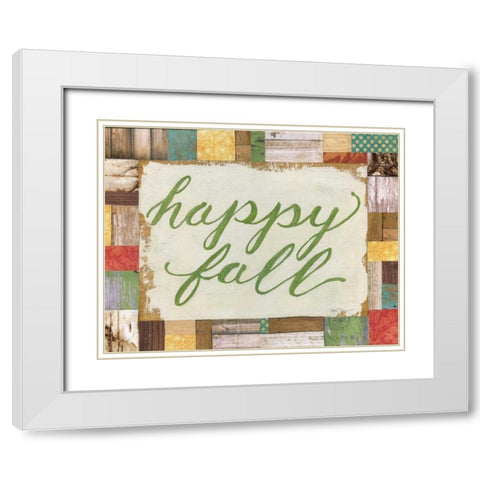 Happy Fall White Modern Wood Framed Art Print with Double Matting by Tava Studios