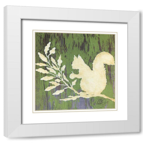 Fall Squirrel White Modern Wood Framed Art Print with Double Matting by Tava Studios