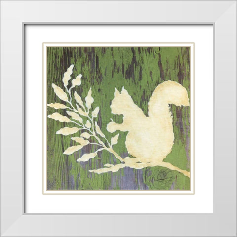 Fall Squirrel White Modern Wood Framed Art Print with Double Matting by Tava Studios