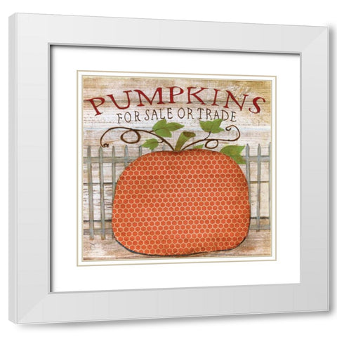 Pumpkins For Sale White Modern Wood Framed Art Print with Double Matting by Tava Studios