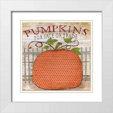 Pumpkins For Sale White Modern Wood Framed Art Print with Double Matting by Tava Studios