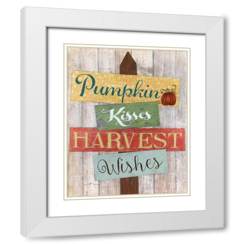 Pumpkin Kisses White Modern Wood Framed Art Print with Double Matting by Tava Studios