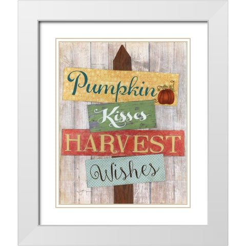Pumpkin Kisses White Modern Wood Framed Art Print with Double Matting by Tava Studios