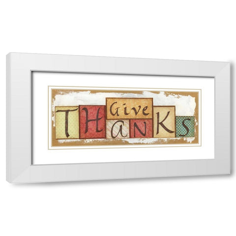 Give Thanks White Modern Wood Framed Art Print with Double Matting by Tava Studios