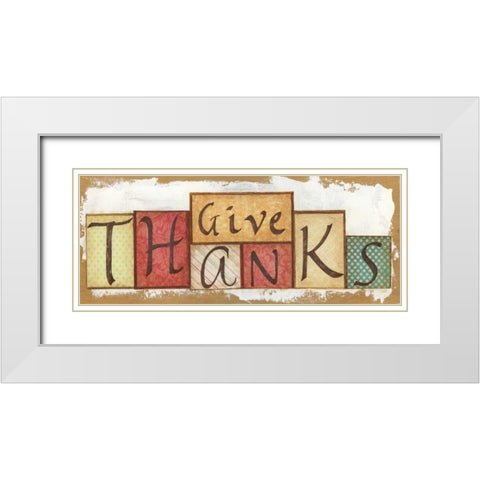 Give Thanks White Modern Wood Framed Art Print with Double Matting by Tava Studios