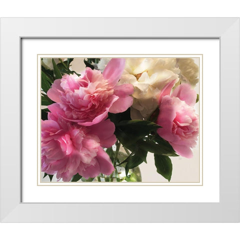 Fresh Cut Peonies White Modern Wood Framed Art Print with Double Matting by Nan