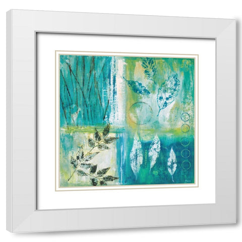 Teal Earth I White Modern Wood Framed Art Print with Double Matting by Tava Studios