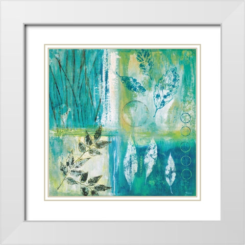 Teal Earth I White Modern Wood Framed Art Print with Double Matting by Tava Studios