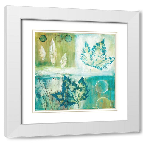 Teal Earth II White Modern Wood Framed Art Print with Double Matting by Tava Studios