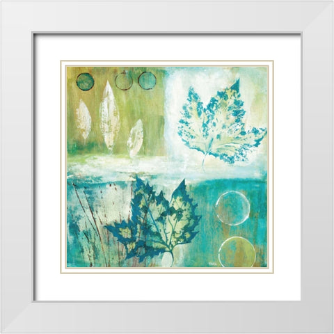Teal Earth II White Modern Wood Framed Art Print with Double Matting by Tava Studios