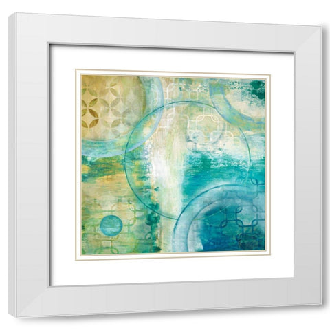 Teal Aire I White Modern Wood Framed Art Print with Double Matting by Tava Studios