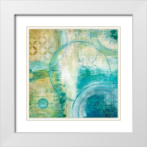 Teal Aire I White Modern Wood Framed Art Print with Double Matting by Tava Studios