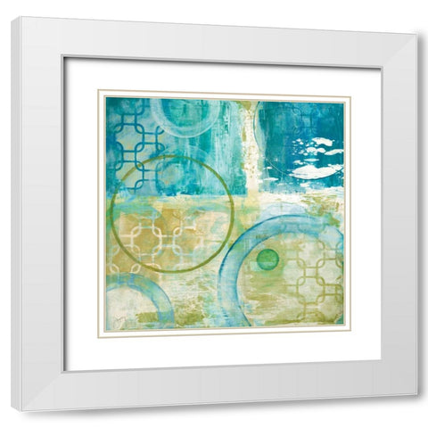 Teal Aire II White Modern Wood Framed Art Print with Double Matting by Tava Studios