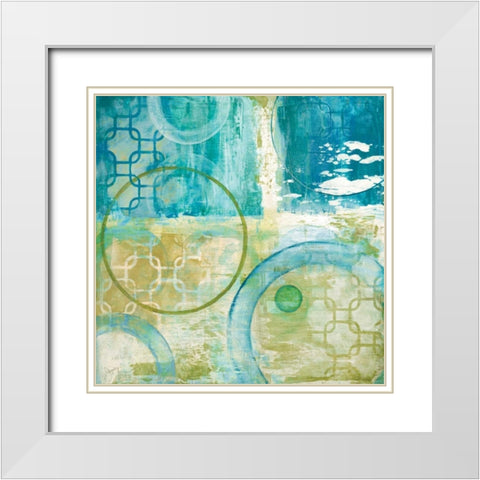 Teal Aire II White Modern Wood Framed Art Print with Double Matting by Tava Studios