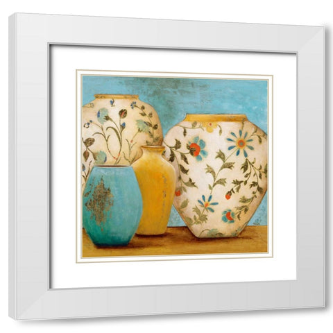 Capri Piazza White Modern Wood Framed Art Print with Double Matting by Tava Studios