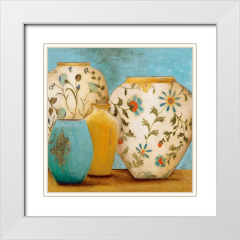 Capri Piazza White Modern Wood Framed Art Print with Double Matting by Tava Studios