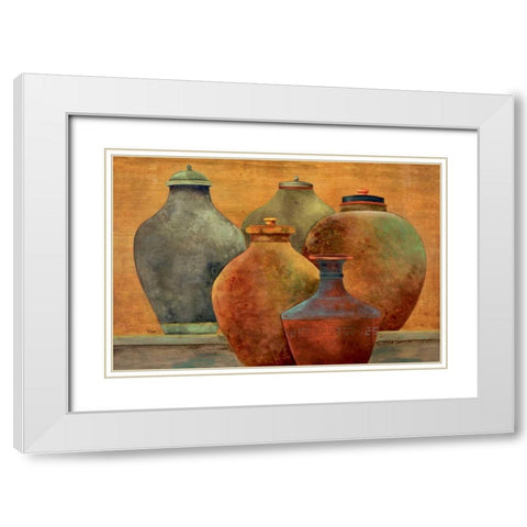 Portofino Veranda White Modern Wood Framed Art Print with Double Matting by Tava Studios