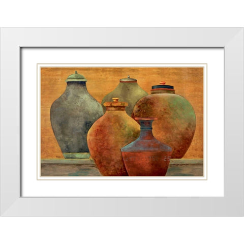 Portofino Veranda White Modern Wood Framed Art Print with Double Matting by Tava Studios