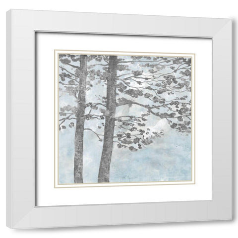 Soft Silhouette White Modern Wood Framed Art Print with Double Matting by Tava Studios