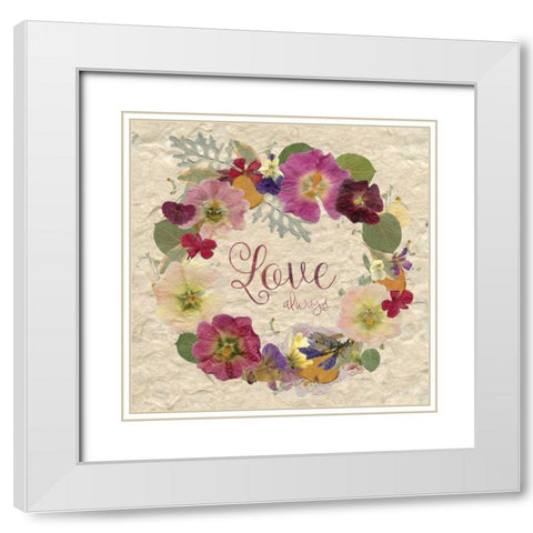 Pressed Wreath White Modern Wood Framed Art Print with Double Matting by Robinson, Carol