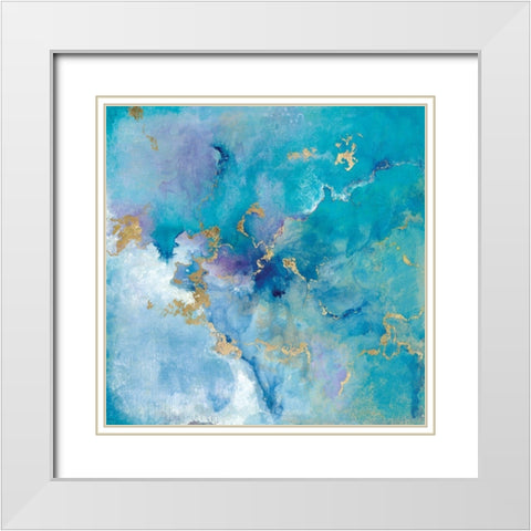 Golden Edge II White Modern Wood Framed Art Print with Double Matting by Tava Studios