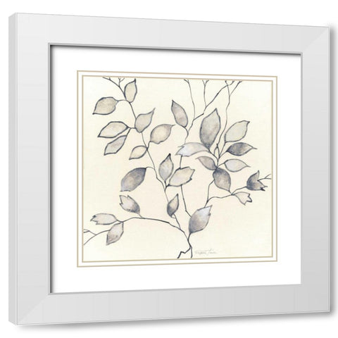 Whispering Leaves I White Modern Wood Framed Art Print with Double Matting by Tava Studios
