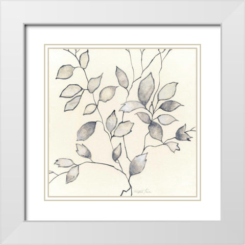 Whispering Leaves I White Modern Wood Framed Art Print with Double Matting by Tava Studios