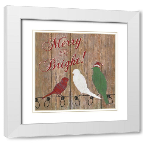Merry and Bright White Modern Wood Framed Art Print with Double Matting by Tava Studios