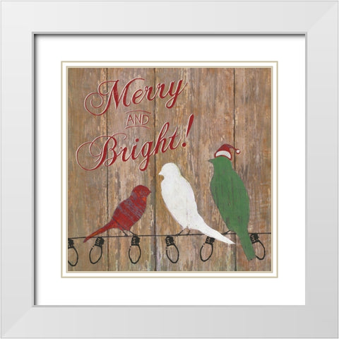 Merry and Bright White Modern Wood Framed Art Print with Double Matting by Tava Studios