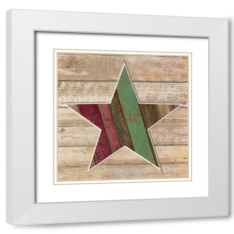 Holiday Star White Modern Wood Framed Art Print with Double Matting by Tava Studios