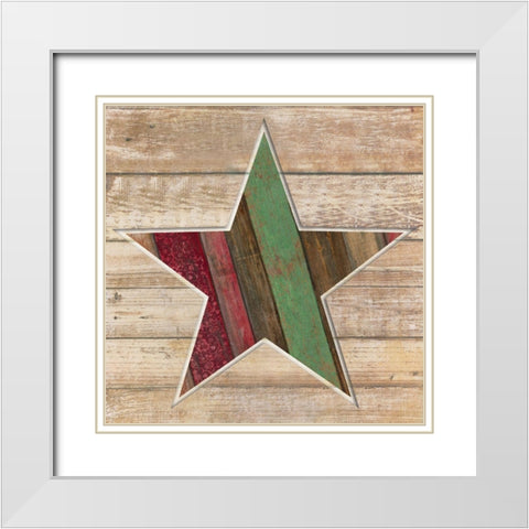 Holiday Star White Modern Wood Framed Art Print with Double Matting by Tava Studios