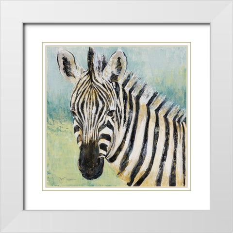 Painterly Zebra White Modern Wood Framed Art Print with Double Matting by Tava Studios