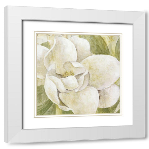 Magnolia Dolce White Modern Wood Framed Art Print with Double Matting by Tava Studios