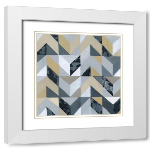 Geometric I White Modern Wood Framed Art Print with Double Matting by Tava Studios