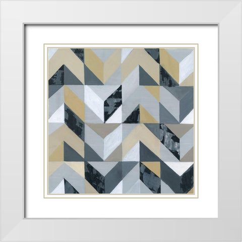Geometric I White Modern Wood Framed Art Print with Double Matting by Tava Studios