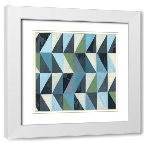 Geometric III White Modern Wood Framed Art Print with Double Matting by Tava Studios