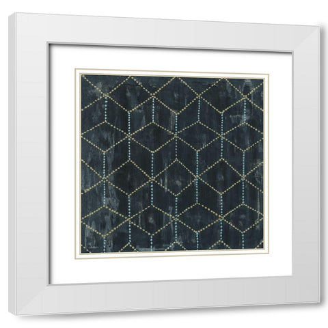 Geometric V White Modern Wood Framed Art Print with Double Matting by Tava Studios