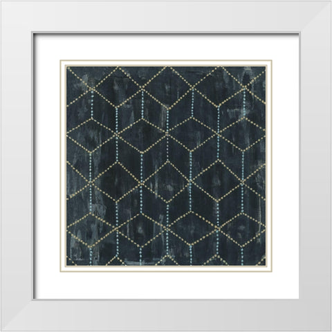Geometric V White Modern Wood Framed Art Print with Double Matting by Tava Studios