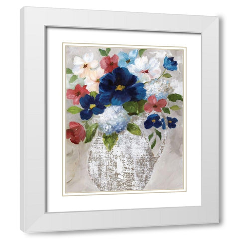 Linen Bouquet II White Modern Wood Framed Art Print with Double Matting by Nan