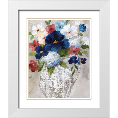 Linen Bouquet II White Modern Wood Framed Art Print with Double Matting by Nan