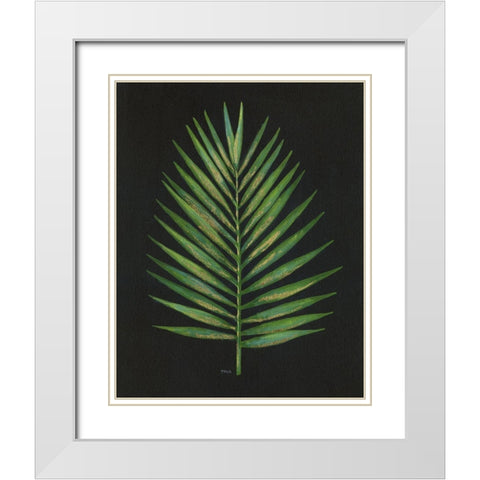 Midnight Palm White Modern Wood Framed Art Print with Double Matting by Tava Studios