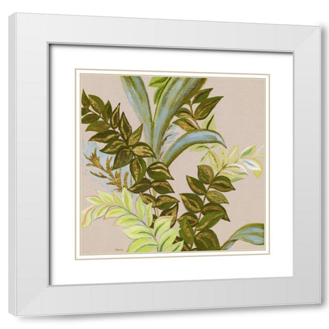 Rainforest II White Modern Wood Framed Art Print with Double Matting by Tava Studios