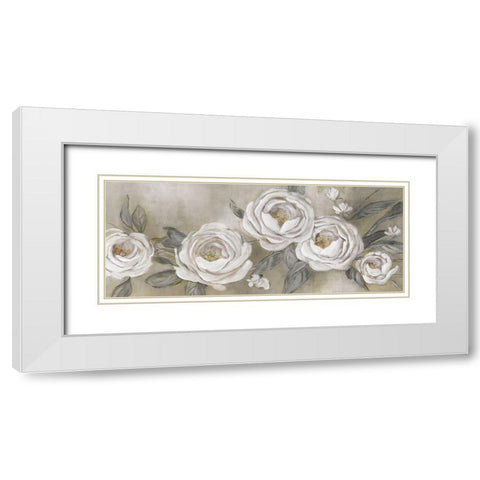 Cottage Roses White Modern Wood Framed Art Print with Double Matting by Robinson, Carol
